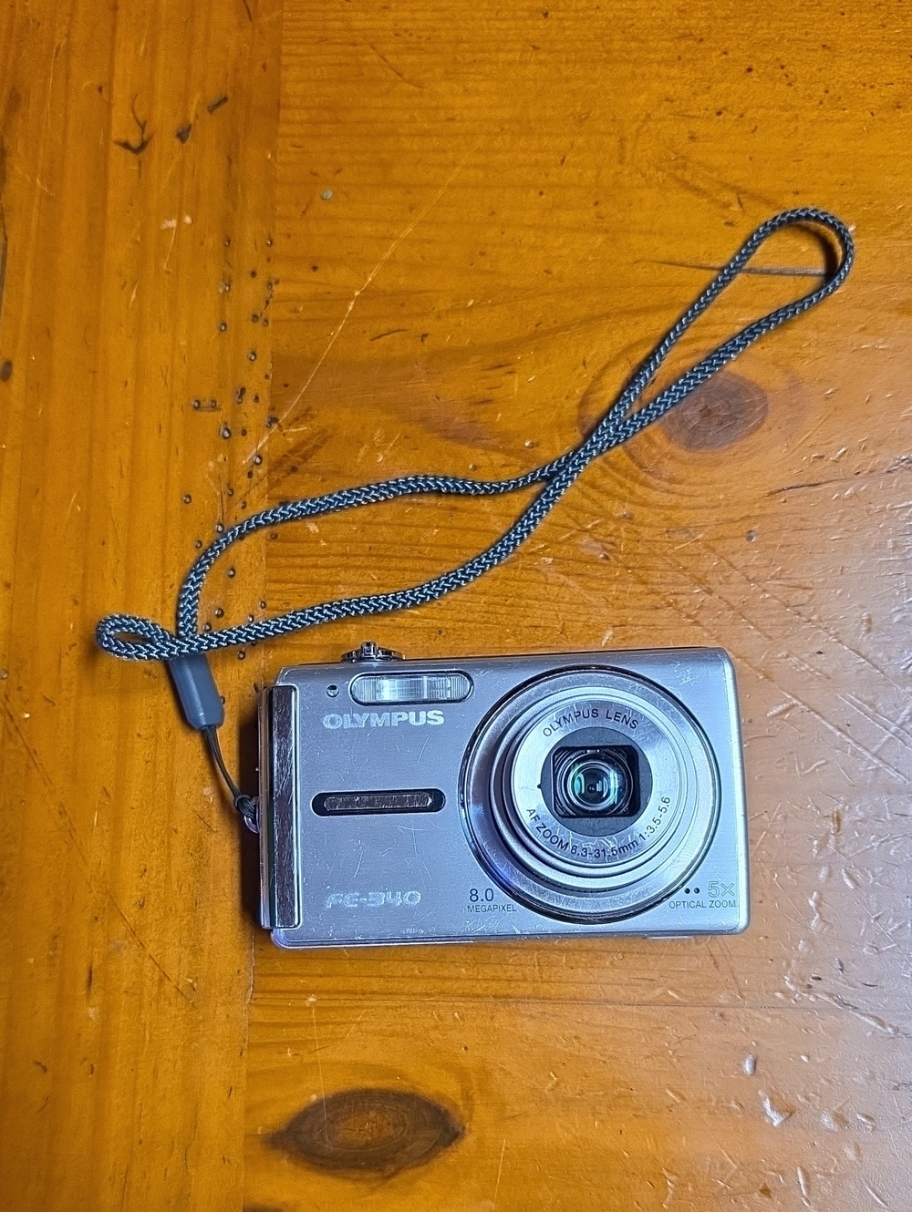 Olympus FE-340 Silver Compact Point-and-Shoot Digital Camera & Wrist Strap